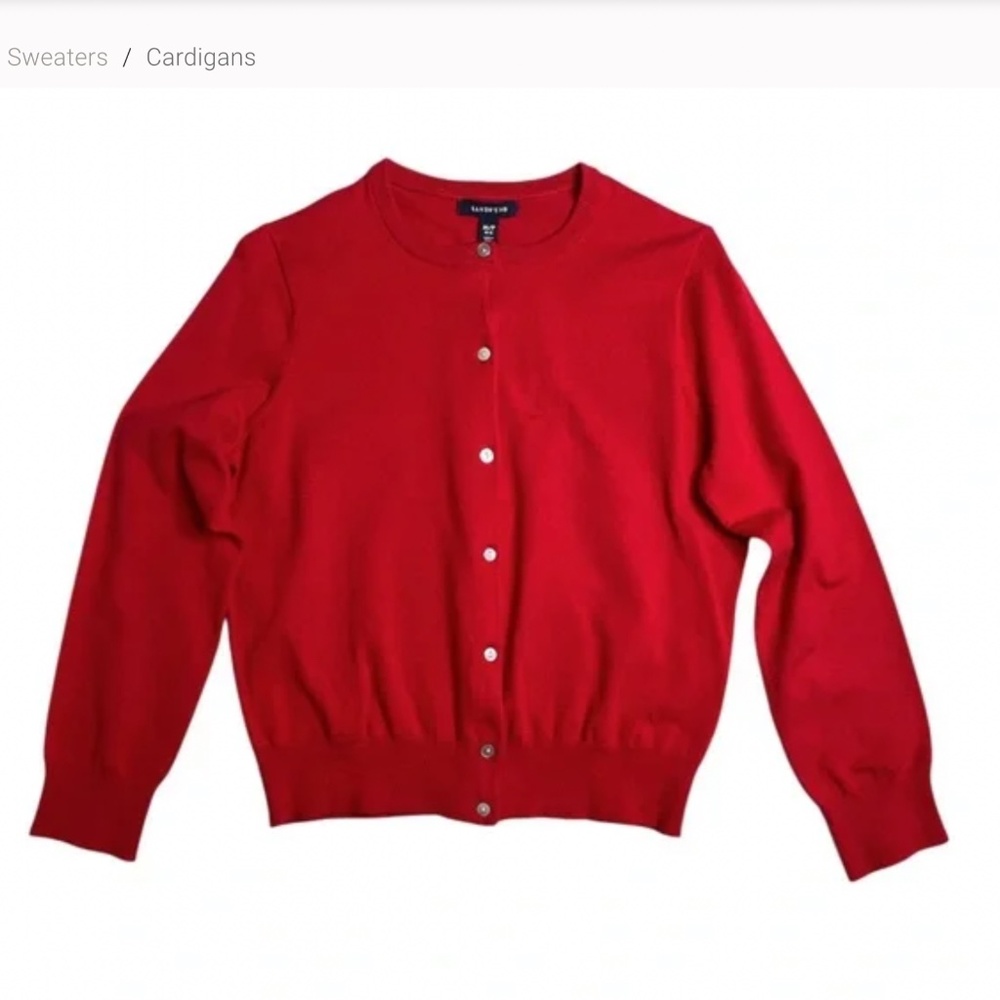 Lands`End 100%cotton Red cardigan